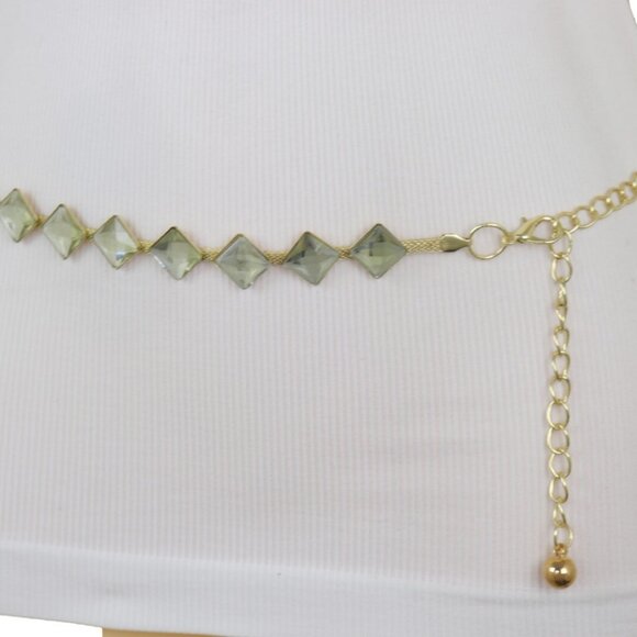Women's Gold Metal Mesh Waist Belt – Silver Square Beads – Skinny Waistband S M - Picture 12 of 17